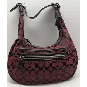 Coach 6070 Signature C Burgundy Wine Small Hobo Shoulder Bag Y2K